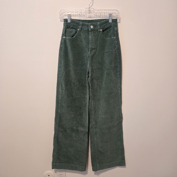 SHEIN Pants - Green Wide Leg Corduroy Pants